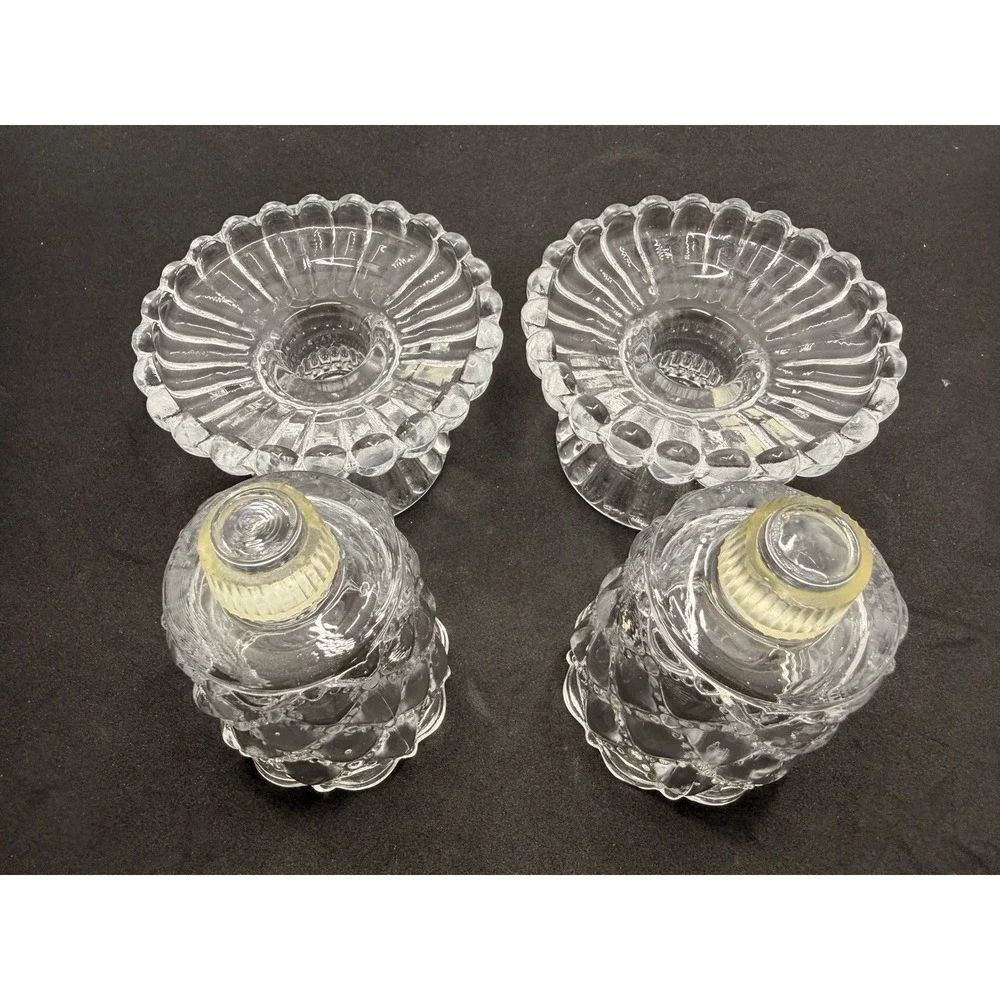 PartyLite Quilted Crystal Pair Votive Candle Holders Retired P9246 Taper Candle
